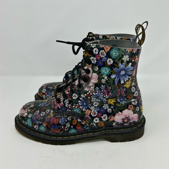 Dr. Martens Women's Black Multicolor Pascal Floral Lace Up Combat Boots Size 8 - Picture 11 of 16